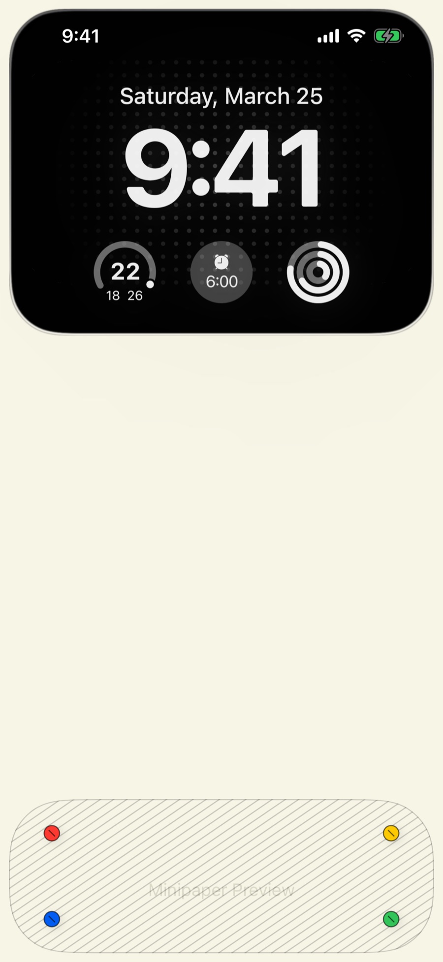 Bento wallpaper style in Minipaper on an iPhone Lock Screen