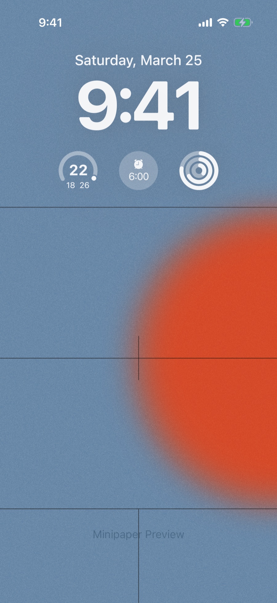 Grid wallpaper style in Minipaper on an iPhone Lock Screen