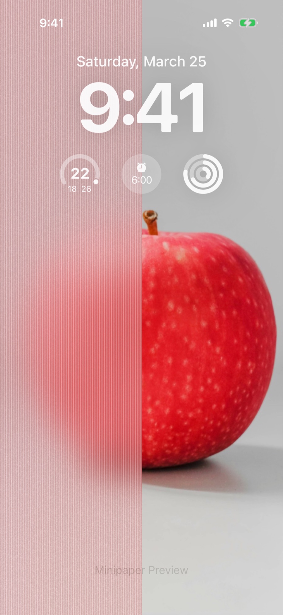Legacy Glass wallpaper style in Minipaper on an iPhone Lock Screen