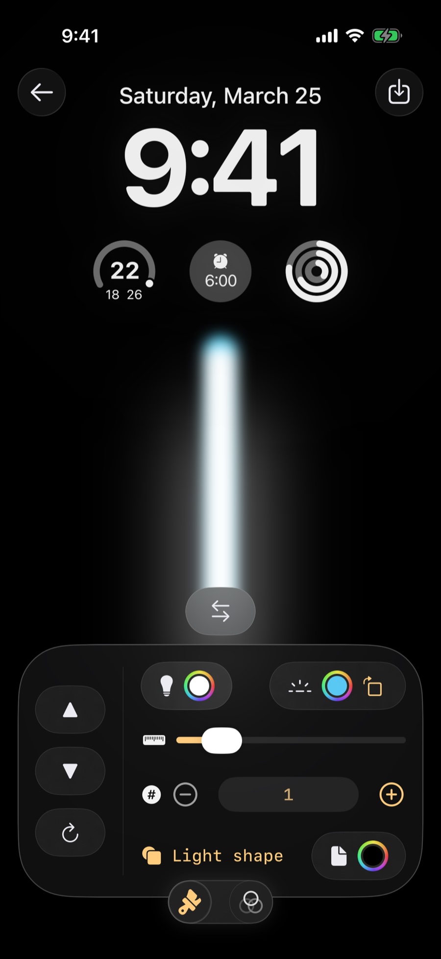 Lights wallpaper style in Minipaper on an iPhone Lock Screen