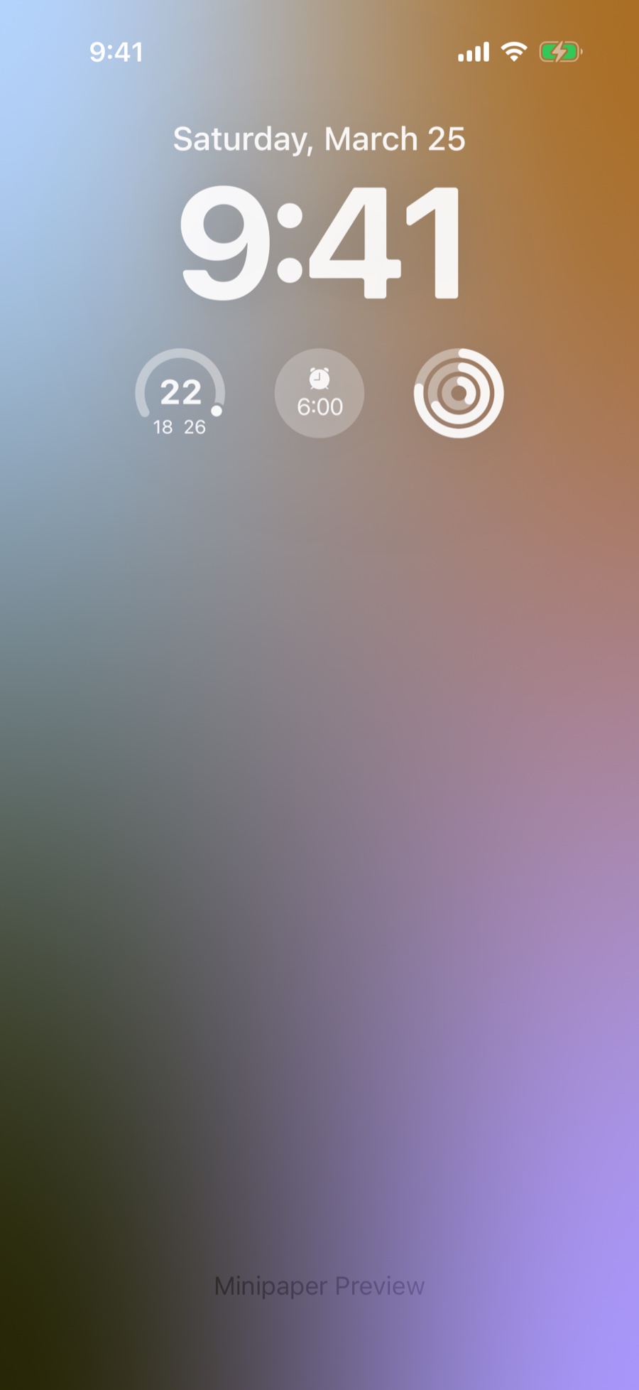 Mesh Gradient wallpaper style in Minipaper on an iPhone Lock Screen