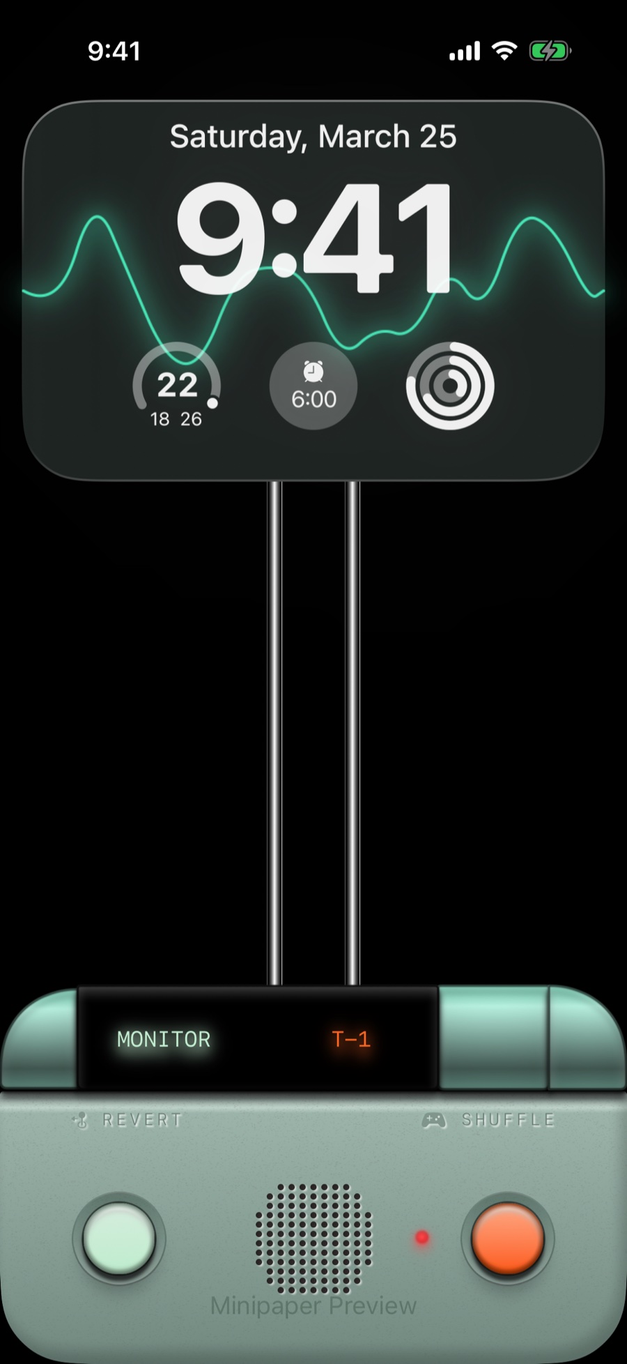 Monitor T1 wallpaper style in Minipaper on an iPhone Lock Screen