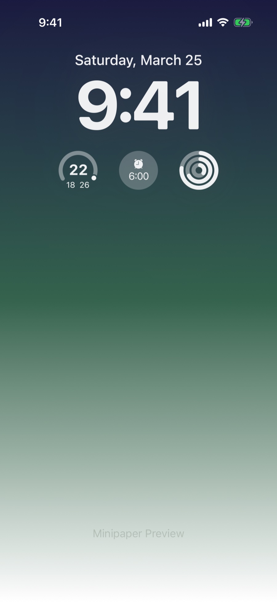 Pro Gradient wallpaper style in Minipaper on an iPhone Lock Screen