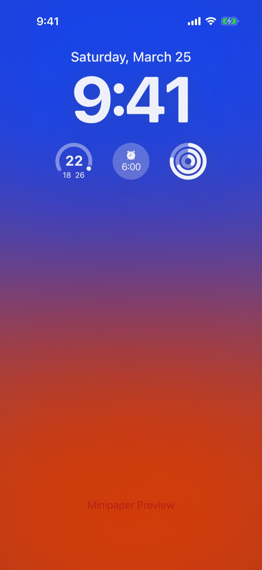 Simple Gradient wallpaper style in Minipaper on an iPhone Lock Screen