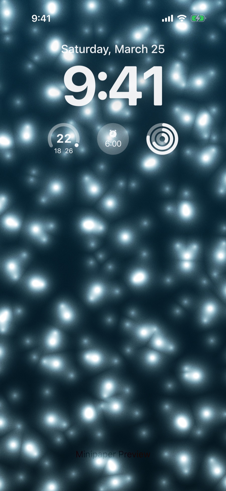Tide wallpaper style in Minipaper on an iPhone Lock Screen