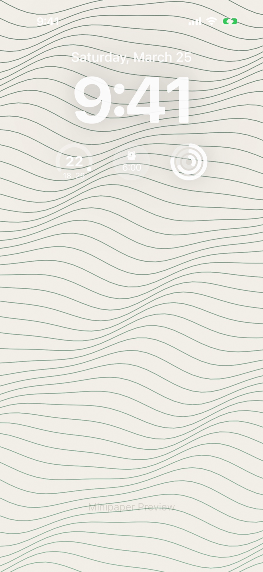 Topography wallpaper style in Minipaper on an iPhone Lock Screen